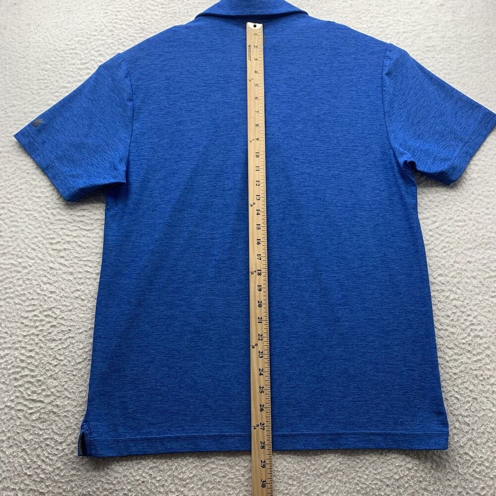 Under Armour Polo Shirt Mens Medium M Loose HeatGear Blue Geometric Golf Dad - Picture 7 of 10